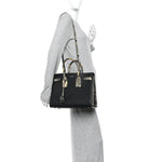 Grained Calfskin Embossed Python Small Sac De Jour Black