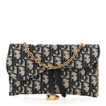 Oblique Saddle Chain Long Wallet Blue