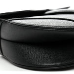 Grained Calfskin Saddle Bag With Strap Black