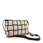 Canvas Intrecciato Padded Cassette Crossbody Bag Natural Black