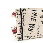 Canvas Embroidered Medium Dioramour Graffiti Book Tote Latte Multicolor