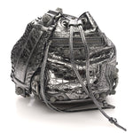 Metallic Agneau Arena Crystal Le Cagole Bucket Bag XS Silver