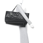 Grained Calfskin Large Shopping Fever Tote Black