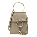 Suede Calfskin Mini Faye Bracelet Bag Motty Grey