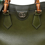 Textured Dollar Calfskin Web Small Diana Tote Bag Green Ombre