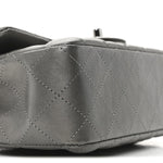 Metallic Lambskin Quilted Mini Rectangular Flap  Dark Grey