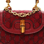 Moire Fabric Calfskin Rhinestone Monogram Monochrome Lizard Embossed Mini Bamboo 1947 Top Handle Chain Bag Red