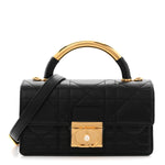 Calfskin Cannage Mini Ange Bag Black