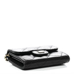 Caviar Quilted Flap Card Holder On Chain Black