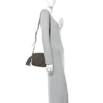 Sakai Be Green Calfskin Diagonal Stitched Small Blondie Shoulder Bag Craclet Brown