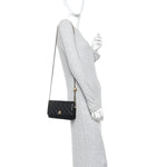 Lambskin Quilted CC Pearl Crush Wallet on Chain WOC Black