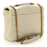 Calfskin Y Quilted Monogram Small Loulou Chain Satchel Blanc Vintage
