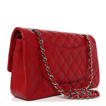 Lambskin Quilted Medium Double Flap Red