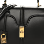 Satinated Calfskin Small 16 Top Handle Bag Black