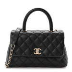 Caviar Quilted Mini Coco Handle Flap Black