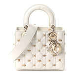 Lambskin Cannage Butterfly Studs Small Lady Dior White