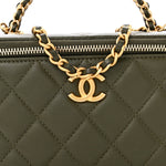 Lambskin Quilted Pick Me Up Vanity Case Khaki