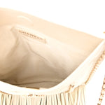 Calfskin Quilted Fringe Small Shopping Bag White