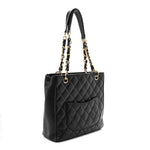 Caviar Quilted Petit Shopping Tote PST Black
