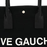 Linen Calfskin Rive Gauche Tote Black