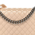 Patent Calfskin Quilted New Medium Plexiglass Boy Flap Beige