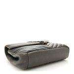 Sheepskin Matelasse Chevron Monogram Medium College Bag Asphalt