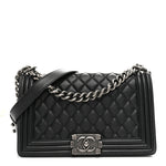 Calfskin Quilted Medium Boy Flap Black