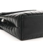 Calfskin Y Quilted Monogram Medium Loulou Chain Satchel Black