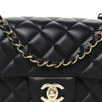 Lambskin Quilted Mini Rectangular Flap Black