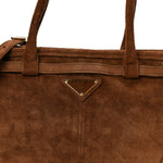 Suede Triangle Medium Bonnie Shoulder Bag Cacao