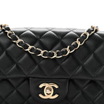 Lambskin Quilted Mini Rectangular Flap Black