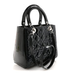 Patent Cannage Medium Lady Dior Navy Blue
