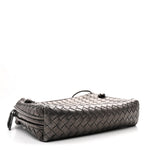 Metallic Nappa Intrecciato Nodini Crossbody Messenger Dark Grey