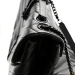 Calfskin Y Quilted Monogram Large Loulou Chain Satchel Black