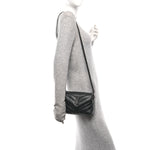 Calfskin Y Quilted Monogram Monochrome Toy Loulou Crossbody Bag Black