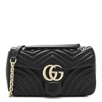 Lambskin Matelasse Medium GG Marmont Shoulder Bag Black