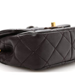 Lambskin Wenge Quilted Mini Fashion Wood Square Flap Dark Purple