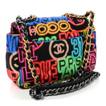 Fabric Quilted Neon Graffiti Medium Chanel 19 Flap Black Multicolor
