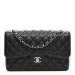 Caviar Quilted Jumbo Double Flap Black