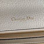 Metallic Grained Calfskin Diorama Wallet on Chain Pouch Silver