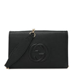 Pebbled Calfskin Soho Wallet On Chain Black