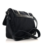Nylon Monogram Double Buckle Flap Messenger Bag Black