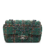 Tweed Quilted Mini Rectangular Flap Green