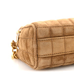 Suede Calfskin Mini Quilted Monogram Camera Bag Golden Leaf