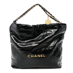 Shiny Calfskin Quilted Chanel 22 Black