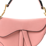 Grained Calfskin Mini Saddle Bag Pink
