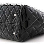 Patent Quilted Large Coco Shine Shopping Tote Black