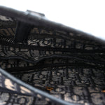 Oblique Embroidered Saddle Bag Blue