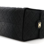 Washed Denim Quilted Medium Chanel 25 Handbag Black