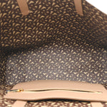 Calfskin TB Motif Embossed Medium Tote Camel